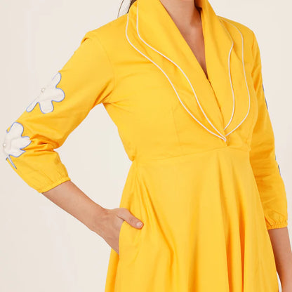 Yellow Double Collar Dress