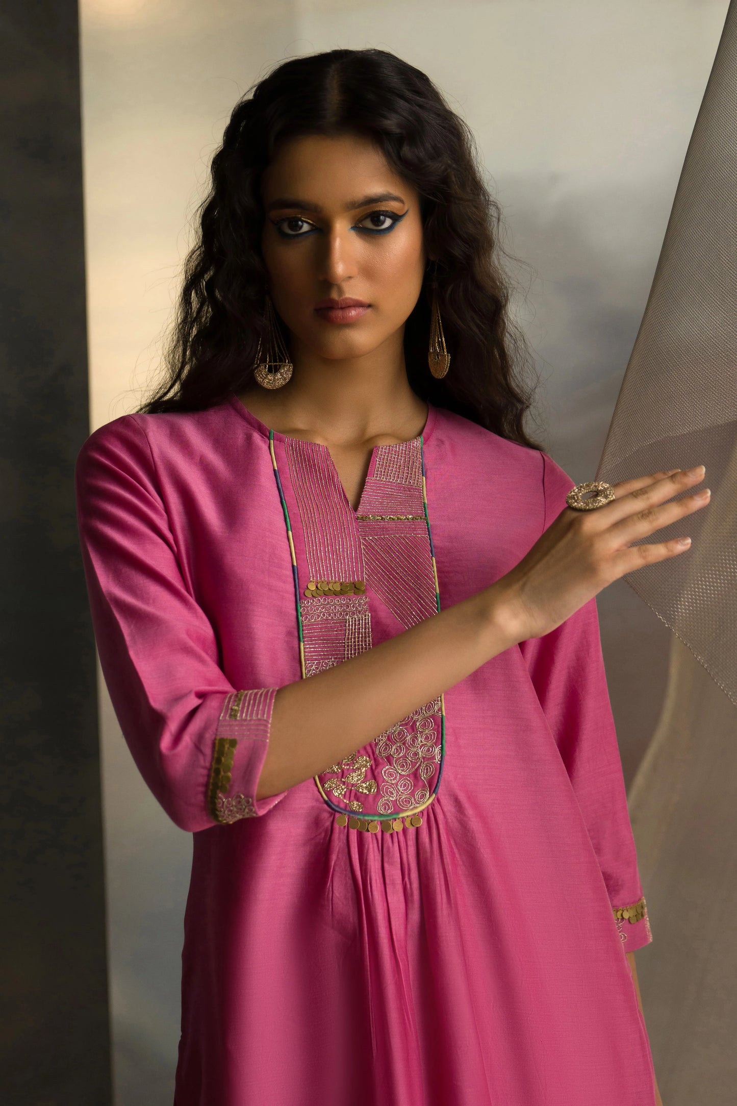 miSr Embroidered Gathered Kurta Set