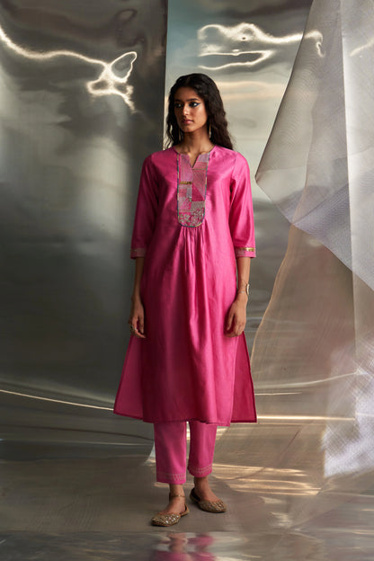 miSr Embroidered Gathered Kurta Set