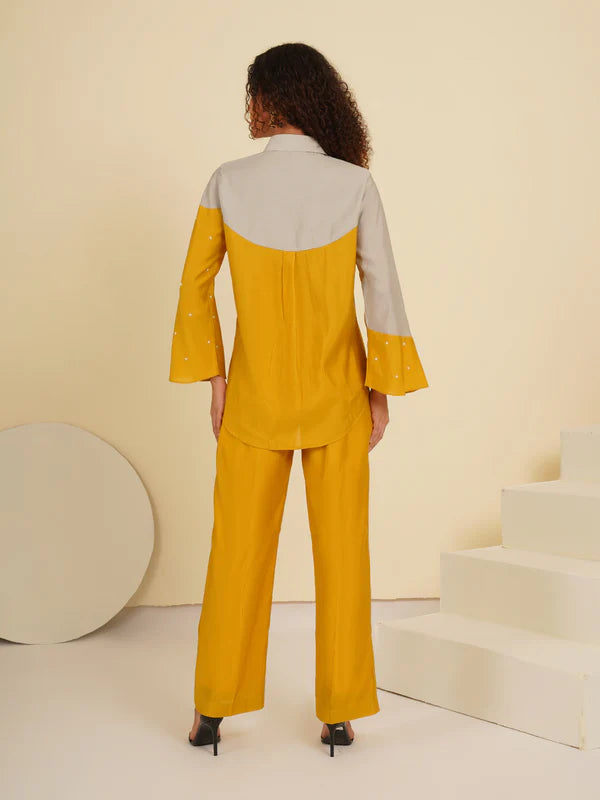 Grey Mustard Asymmetric Roman Coord