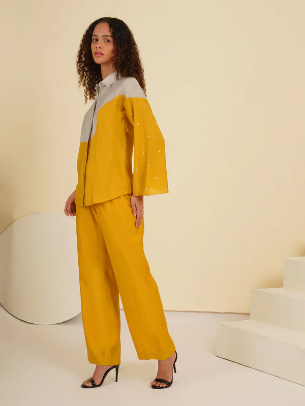 Grey Mustard Asymmetric Roman Coord