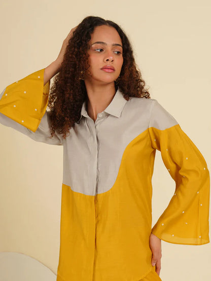 Grey Mustard Asymmetric Roman Coord